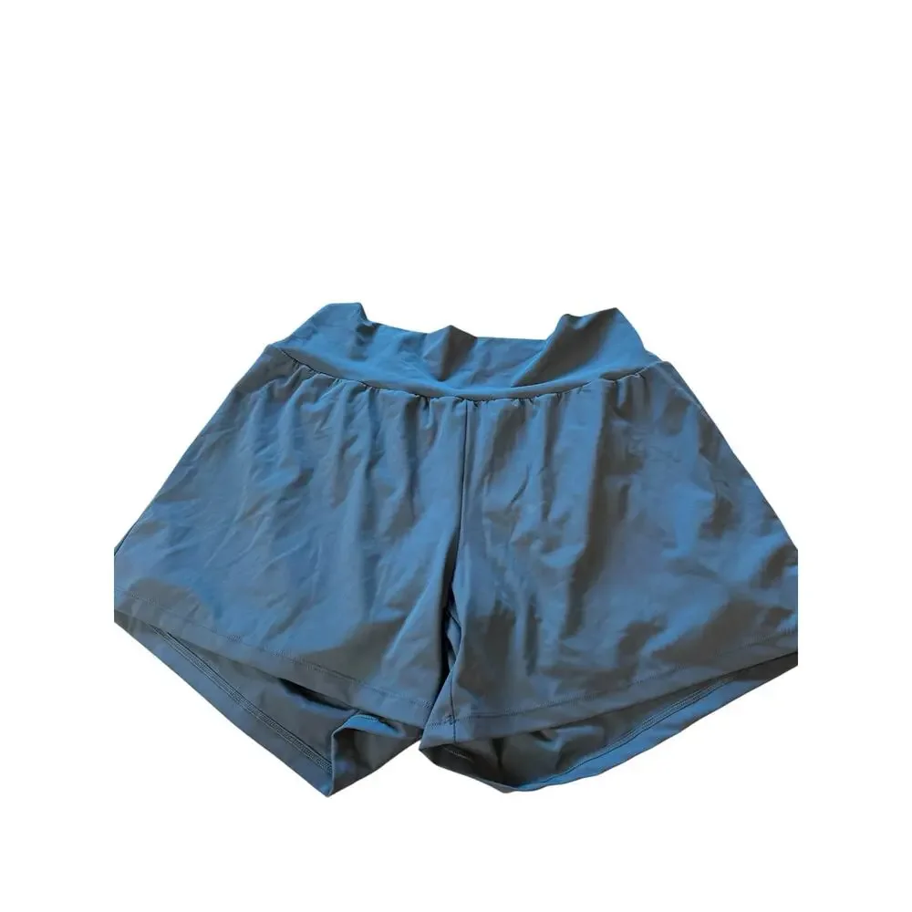 Halara XL Long High Waisted Athletic Running Shorts Built-In Liner Blue